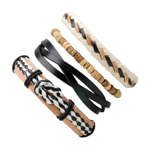 XmhyTop-A Adjustable Braided Leather Cuff Bracelets Stylish Braided Leather Bracelets for Daily Wear-C16