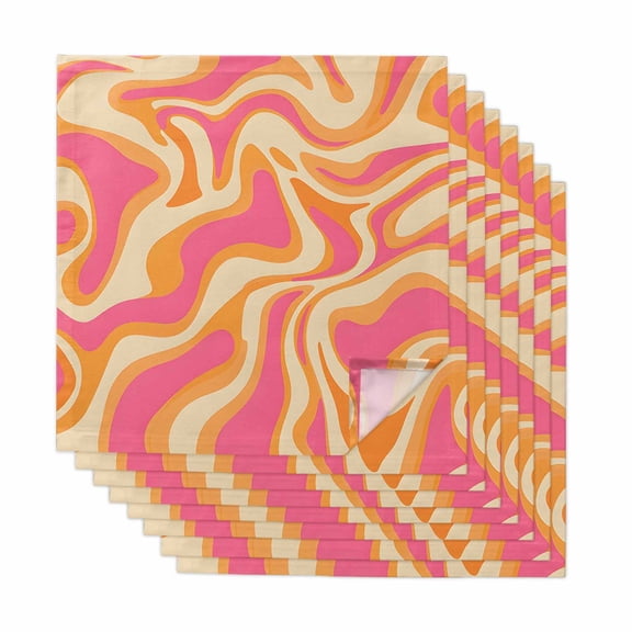 Pink Orange Cloth Napkins, Art Abstract Modern Geometric Washable and Reusable Dinner Napkins Set of 8, Table Napkin for Kitchen Party Birthday Wedding Hotel Housewarming 20"x20"