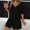 Black, variant on Women's Vacation Fashion Casual Suit Solid Color Summer Shorts And Shirt Top Two Piece Sets Lapel Shirt Sexy Slim Suits Beach Dress Swimsuit Cover up Womens Water Shorts for Swimming Swimwear for