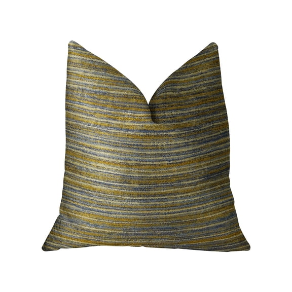 Plutus Brands Vermont Blue and Taupe Handmade Luxury Pillow