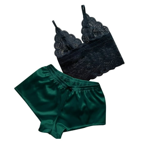 

Lingerie for Women Naughty with Garter Belts Jumpsuit Push Up Bra and Panty Sets Green XXXL