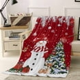 thumbnail image 2 of Christmas Snowman Throw Flannel Blanket 32x48In Xmas Tree Ball Winter Fir Leaves Elk Red Super Soft Cozy Bed Blanket, Lightweight Plush Fuzzy Bed Throw for Bedroom Sofa Couch Living Room, 2 of 4