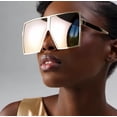 thumbnail image 5 of Oversize Vintage Retro Shield Style SUN GLASSES XL Square Gold Frame Pink Lens, 5 of 5