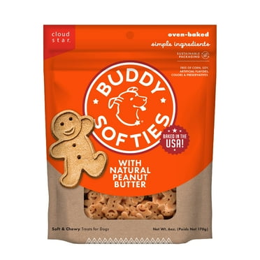 Buddy Biscuits Whole Grain Soft & Chewy Dog Treats with Peanut Butter 6 oz.