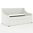 thumbnail image 2 of Martha Stewart Twin Upholstered Platform Daybed with Pull Out Trundle, Cushioned Headboard, Footboard, Side Rails, Trundle, No Box Spring Required, Off-White, 2 of 11