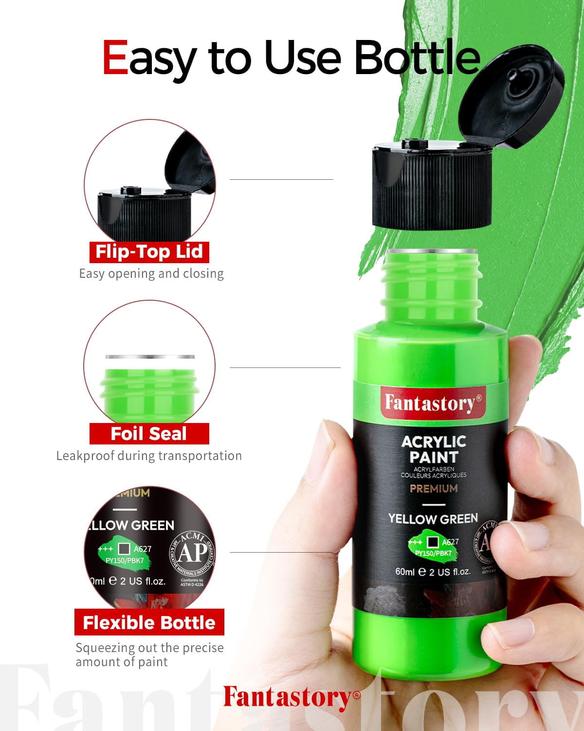 Fantastory Pastel Acrylic Paint Kit Of 24 Colors PLUS 12 Free Brushes – River Craft Ceramics - View #5