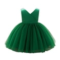 thumbnail image 2 of Girls Formal Princess Dress, Summer Flower Girl Wedding Dress with Tulle Skirt for Bridal Party, Junior Bridesmaid Pageant Gown for Special Occasions Age 6M-4Y Blackish Green 100, 2 of 8