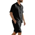 thumbnail image 4 of Mens Cotton Linen Shorts and Shirt Sets Tracksuit Set Summer Co Ord Sets Short Sleeve Button Down Shirts & Shorts with Pockets 2 Piece Outfits Vacation Beach Wedding Suits Black S, 4 of 7