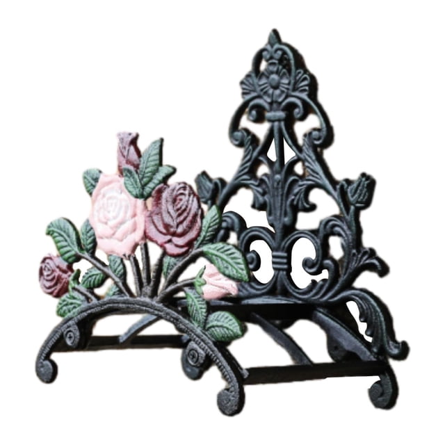 Soporte para manguera de jardín, carrete para manguera, decoración para almacenamiento en el jardín, colgante de pared pintado, artesanía de hierro re 23 cm x 16 cm x 285 cm