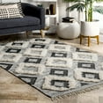 thumbnail image 2 of nuLOOM Mona Shaggy Othello Diamonds Wool Area Rug, 7' 6" x 9' 6", Black and White, 2 of 4