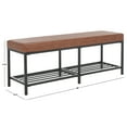 thumbnail image 3 of SAFAVIEH Yomi Modern Style 2 Rail Shelf Bench, Brown/Black (48 in. W x 14.5 in. D x 17.8 in. H), 3 of 8