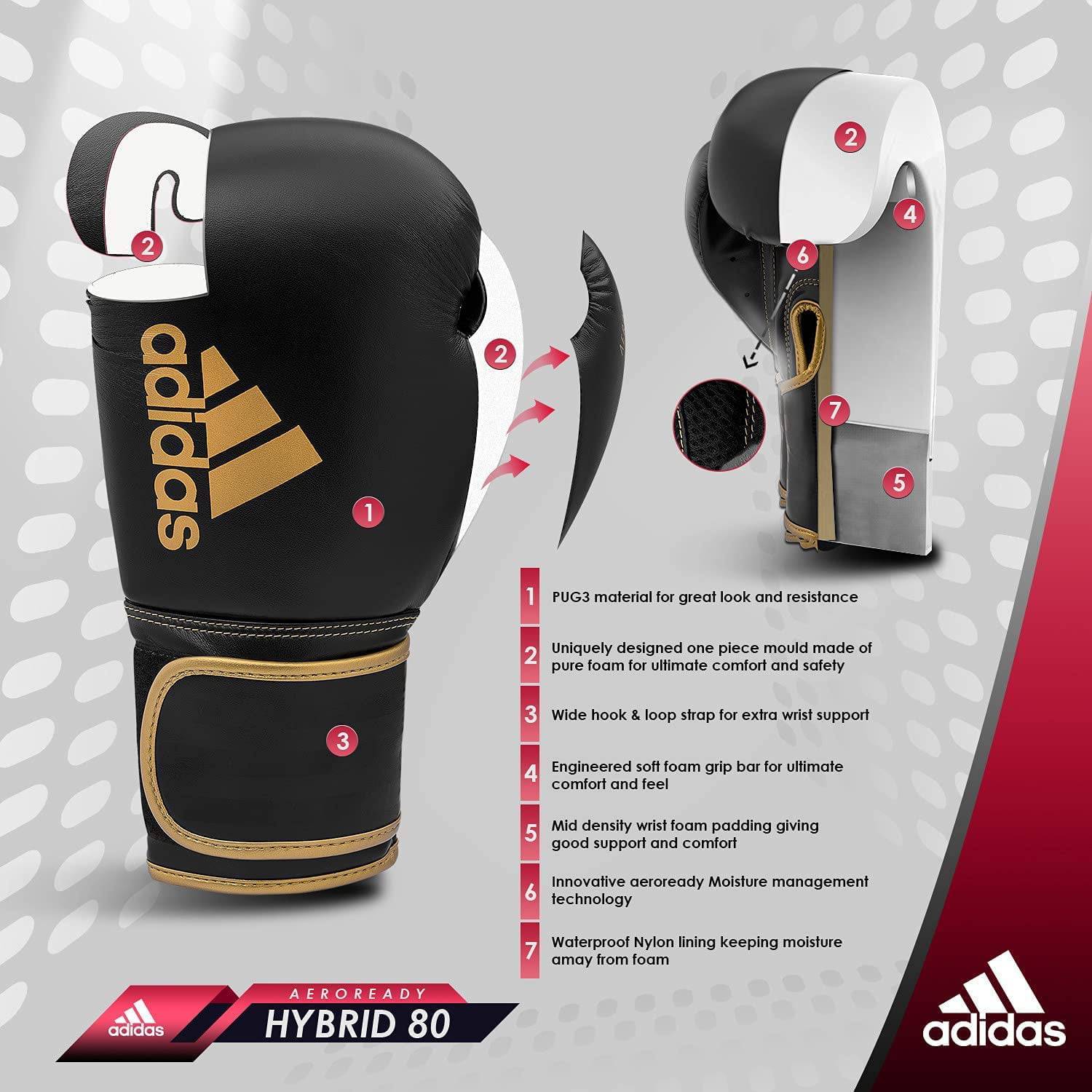 Training, 80 Women Hybrid and for Kickboxing, Black Boxing, for Bag, Oz., and 6 Gloves, Boxing Adidas Men