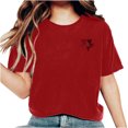 thumbnail image 1 of AherBiu Hauts d'Été pour Femmes Manches Courtes Haut Confortable T-Shirts Imprimé Cœur Col Rond T-Shirts Basiques Blouse, 1 of 5