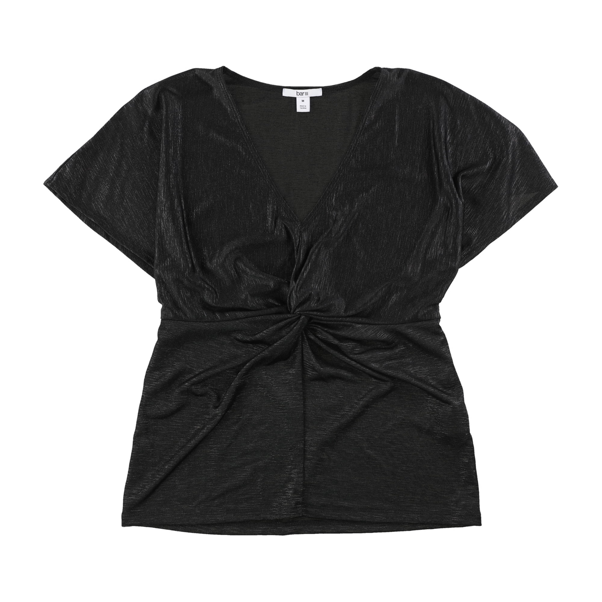 bar III Womens Twist Front Basic TShirt, Black, Large