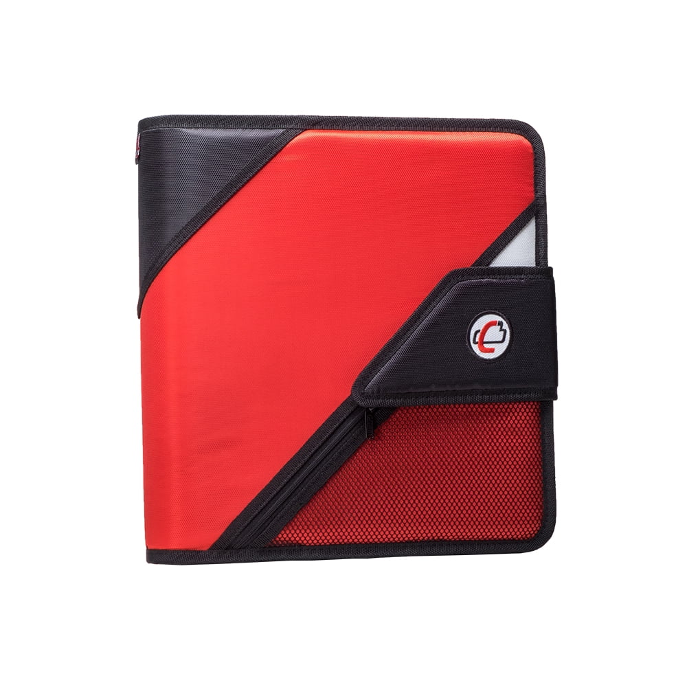 THE OPEN TAB 3-RING BINDER 3" CAPACITY ADJUST VELCRO 5 COLOR TABS RED