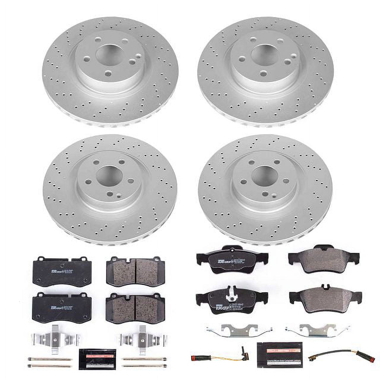 Power Stop Front and Rear Euro-Stop ECE-R90 Certified Brake Pad and Rotor Kit ESK6756