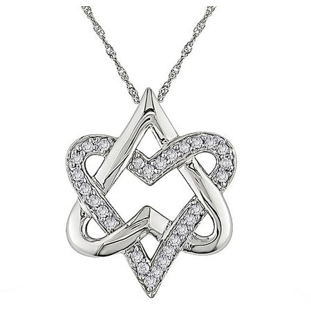 Love Star Of David Pendant - Miabella 1/5 Carat T.W. Diamond 10kt White Gold Star of David Heart Pendant, 17