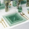 thumbnail image 2 of The Edge Collection 7.75" Transparent Green with Gold Rim Square Plastic Appetizers Plates:10CT, 2 of 5