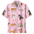 thumbnail image 3 of Camisa hawaiana con estampado 3D de perro Corgi de dibujos animados para hombre, blusa de manga corta con botones y solapa para verano, 3 of 4