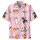 thumbnail image 3 of Camisa hawaiana con estampado 3D de perro Corgi de dibujos animados para hombre, blusa de manga corta con botones y solapa para verano, 3 of 4