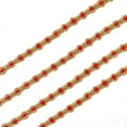thumbnail image 1 of Rollo de cinta metálica de poliéster con flecos para tapicería, 20 yardas, 3/8 pulgadas, color dorado y rojo, con ribete de encaje trenzado y ribete de trenzado., 1 of 9