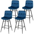 thumbnail image 1 of Gymax 4 PCS Velvet Bar Stools Bar Height Dining Chairs w/ Metal Legs Kitchen Blue, 1 of 5