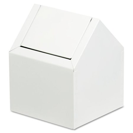 Novell HOSPECO Double Entry, Swing Top Floor Receptacle, Metal, White