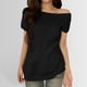 thumbnail image 2 of Blusa de manga corta con hombros descubiertos para mujer - Camiseta informal de verano de color liso, 2 of 6