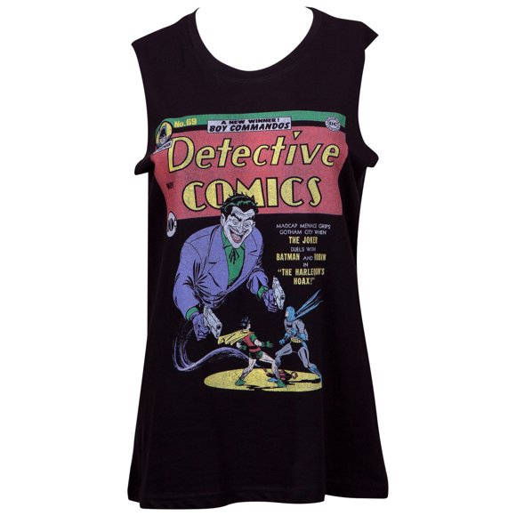 Joker Detective Comics Women's Black Venice Beach Tank Top-Large
