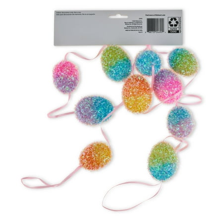 Way To Celebrate Easter Ombre Tinsel Egg Garland, 6'