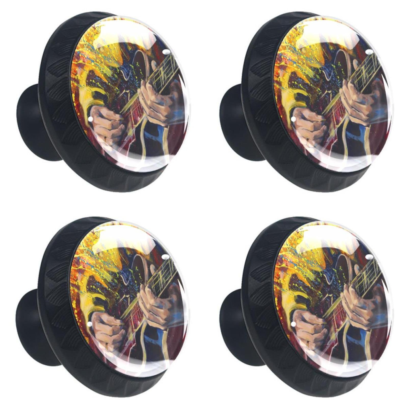 4 Pcs Guitar Music Knobs for Kitchen Cabinet Cupboard Dresser Bookcase Drawer Pulls Handles Round Home Decor