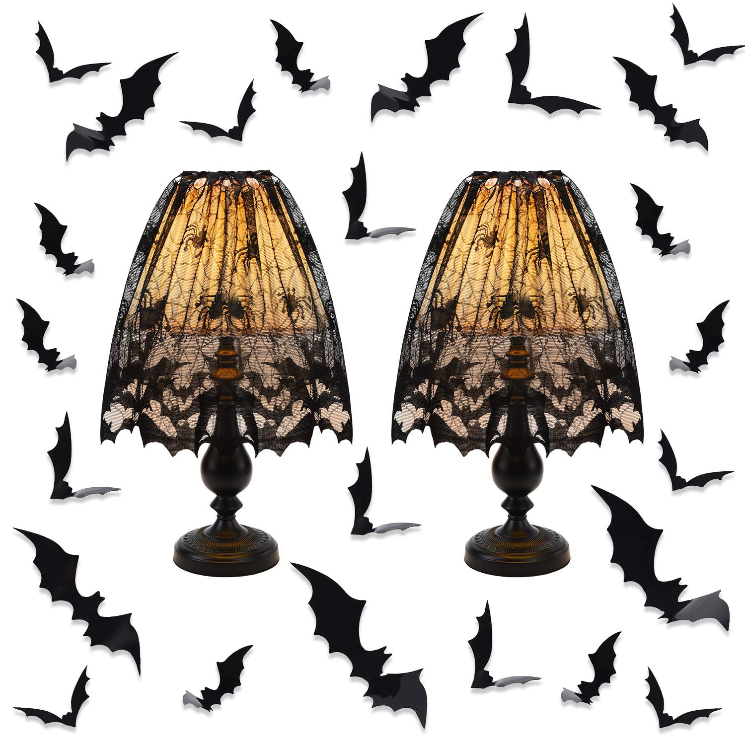 Halloween Lace Lamp Shade Home Topper Fireplace Curtain Decorations Party Supply 