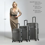 InUSA Resilience 3-Piece Hardside Luggage Sets with Spinner Wheels, Handle, Trolley, (20/24/28), Charcoal