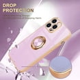thumbnail image 5 of for iPhone 15 Pro Case with Stand 360° Rotatable Ring Holder Magnetic [with 2 Screen Protector] Kickstand Gold Plating for Women Men Shockproof Protective Phone Case for iPhone 15 Pro, Purple, 5 of 14