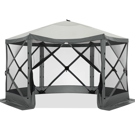 SANOPY 12'x12' Pop-up Gazebo with 6 Sides Mosquito Netting for Backyard Gazebo, Gray