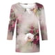 thumbnail image 5 of ICHUANYI Clearance Women's Fashion Printed Loose T-shirt 3/4 Sleeves Blouse Round Neck Casual Tops(Hot Pink, S) ICHUANYI WER2023081015333, 5 of 5