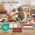 thumbnail image 4 of ODIKA 4'x6' Washable Area Rug Stain Resistant, Low Pile, Easy Care Bathroom Arrangement Vintage Faded Grid Interlocking Top Stairs for Dorm Room, Small Living, 4 of 7