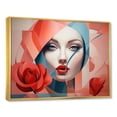 thumbnail image 2 of Designart "Fashionable Florals in Red Woman Portrait III" Fashion Framed Wall Art - Glam Red Fashion Woman Hallway Framed Wall Art Decor, 2 of 6