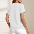 thumbnail image 6 of Yyeselk Womens Tops Short Sleeve Banded Bottom Stretch Summer Tops V Neck T Shirts Casual Ladies Tees Loose Fit Clothing White L, 6 of 8