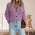 thumbnail image 2 of Ediodpoh Women Loose Knit Cardigan Sweater Button up Knit Cardigan Sweaters for Women for Fall and Winter Purple M, 2 of 3