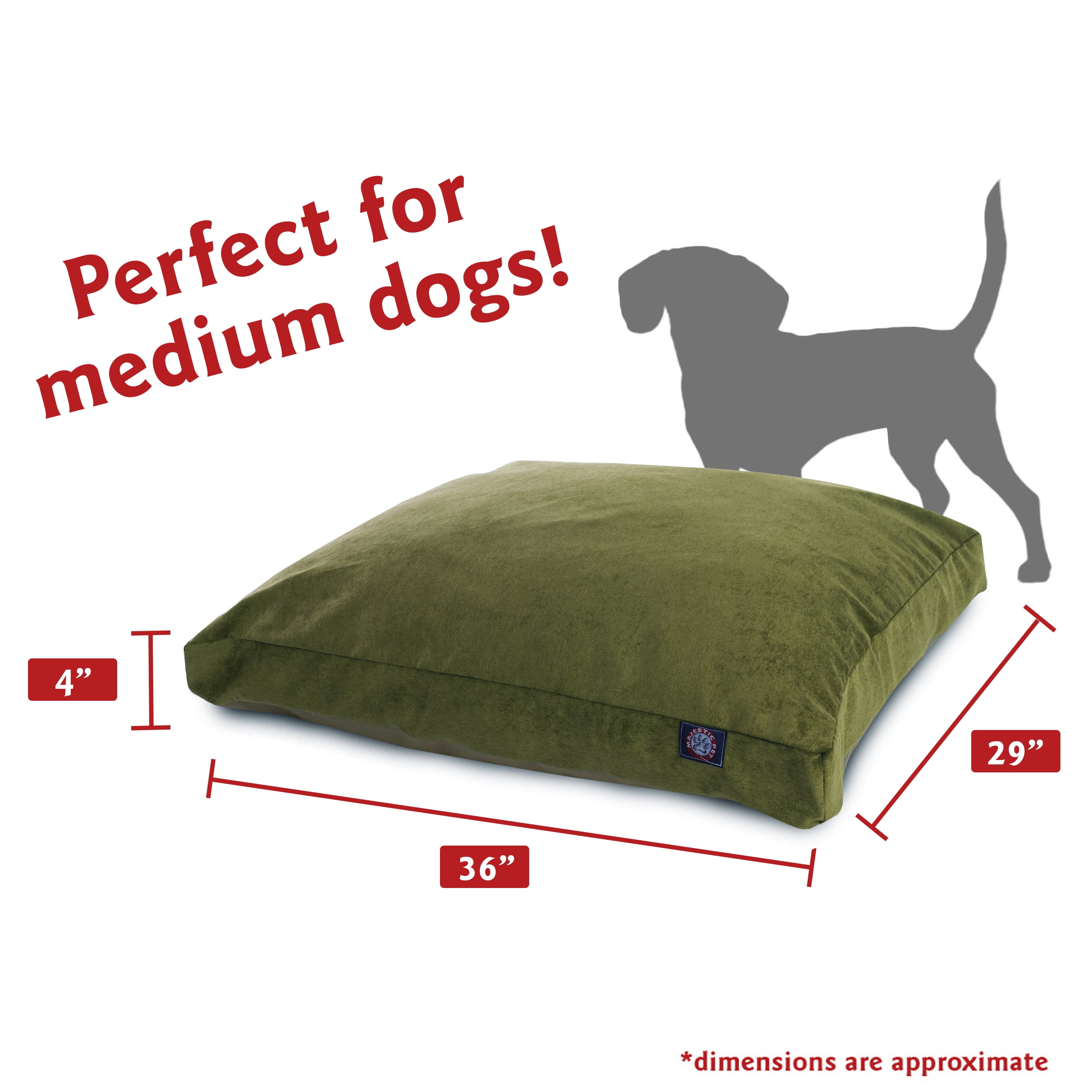 Majestic Pet | Villa Velvet Rectangle Pet Bed For Dogs, Removable Cover, Fern, Medium
