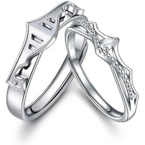 Princess and Knight Couple Ring Promise Love Matching Sets S925 Sterling Silver Crystal Wedding Engagement Open Rings for Women Men Romantic Lover