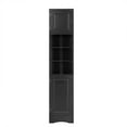 thumbnail image 5 of 66.9"H Bathroom Tall Corner Storage Cabinet with Two Doors, Adjustable Shelves, Open Shelves, Black, 5 of 14