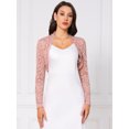 thumbnail image 4 of DARING DIVA Women's Floral Bolero Shrug Long Sleeve Sheer Cropped Lace Cardigan XL Pink, 4 of 6