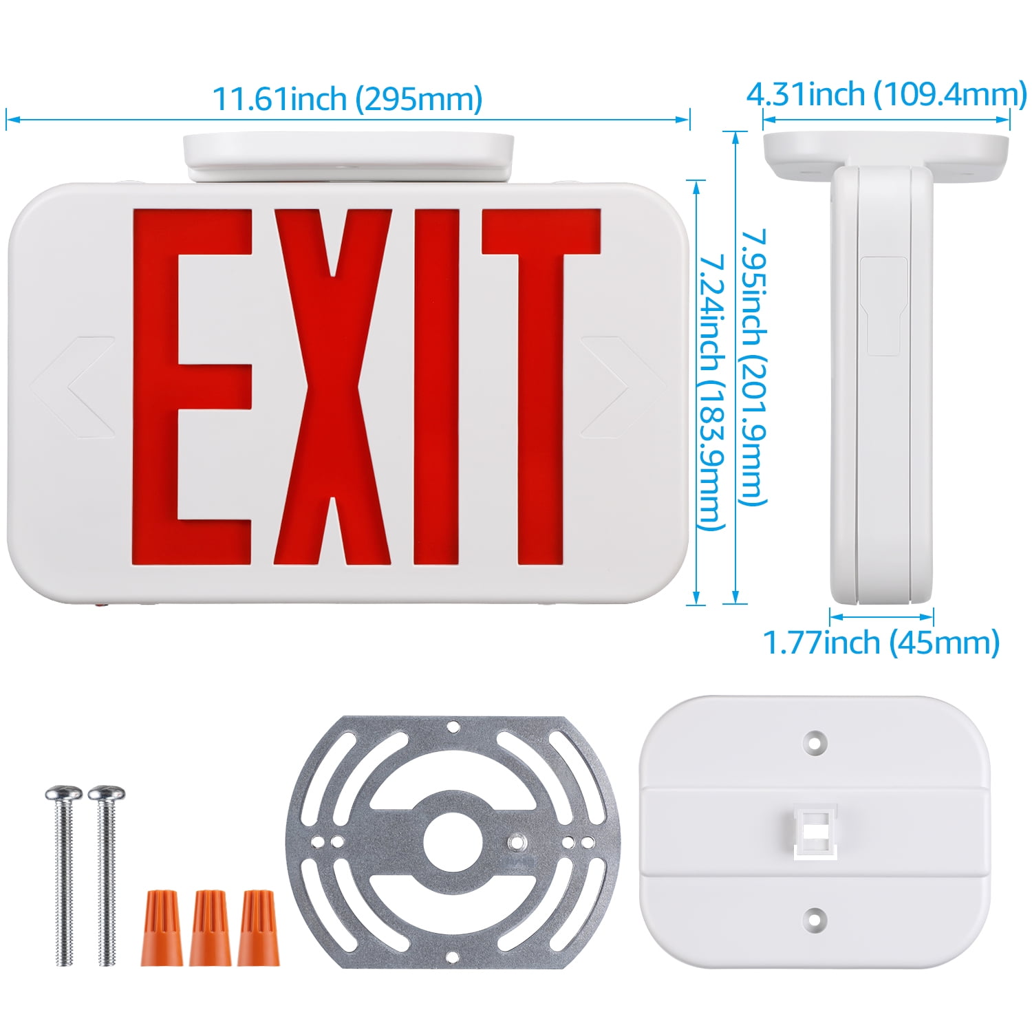 6 Pack Red LED Exit Sign Emergency Light, Double Sided, UL-Listed, AC 120V/227V Exit Light for Business, Residencial & Commercial