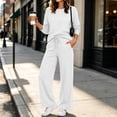 thumbnail image 5 of vdgthytj Tracksuits Womens Set 2 Piece Long Sleeve Crewneck Raglan Shoulder Contrast Piping Tops Drawstring Wide Leg Pants Fall Athleisure Outfits(X-Large,White), 5 of 9