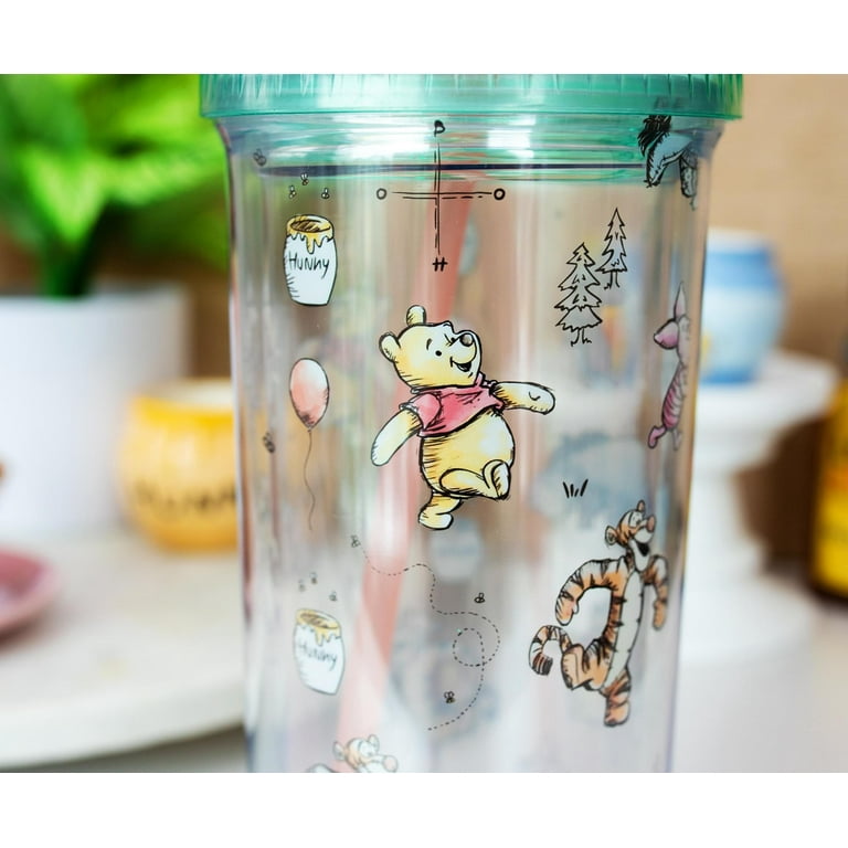 Disney Winnie The Pooh Hunny Pot Carnival Cup with Lid and Straw | Hold 24 Ounce