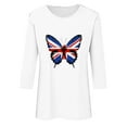thumbnail image 4 of GERsome American Flag T Shirts for Women 4th of July Tops USA Graphic Crewneck Shirts Casual 3/4 Sleeve American Proud Tops White S-3XL, 4 of 4