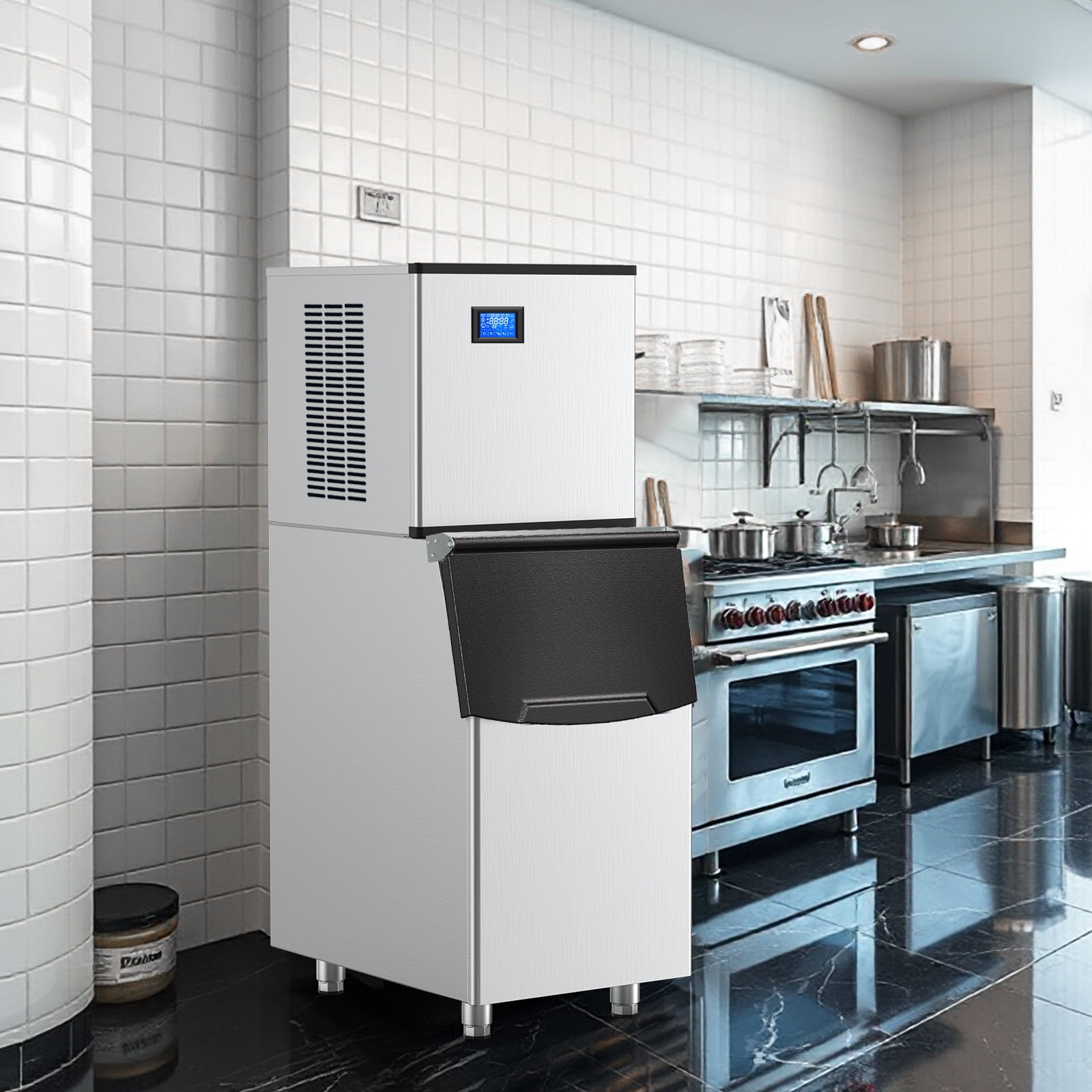 TITTLA 500 lbs/24-Hours Split Commercial Freestanding Ice Maker in Silver Industrial Ice Machine, 300Lbs Storage, Ice Ready in 11-20min Two packages 182 Ice Cubes/Cycle