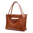 thumbnail image 1 of Bolso de mano Utenwat, tamaño grande, piel vegana, 16 litros, con cremallera, color marrón, 1 of 4